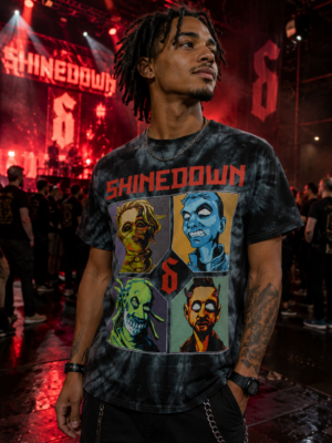 Shinedown Monsters T-Shirt Tie Dye Black Spider