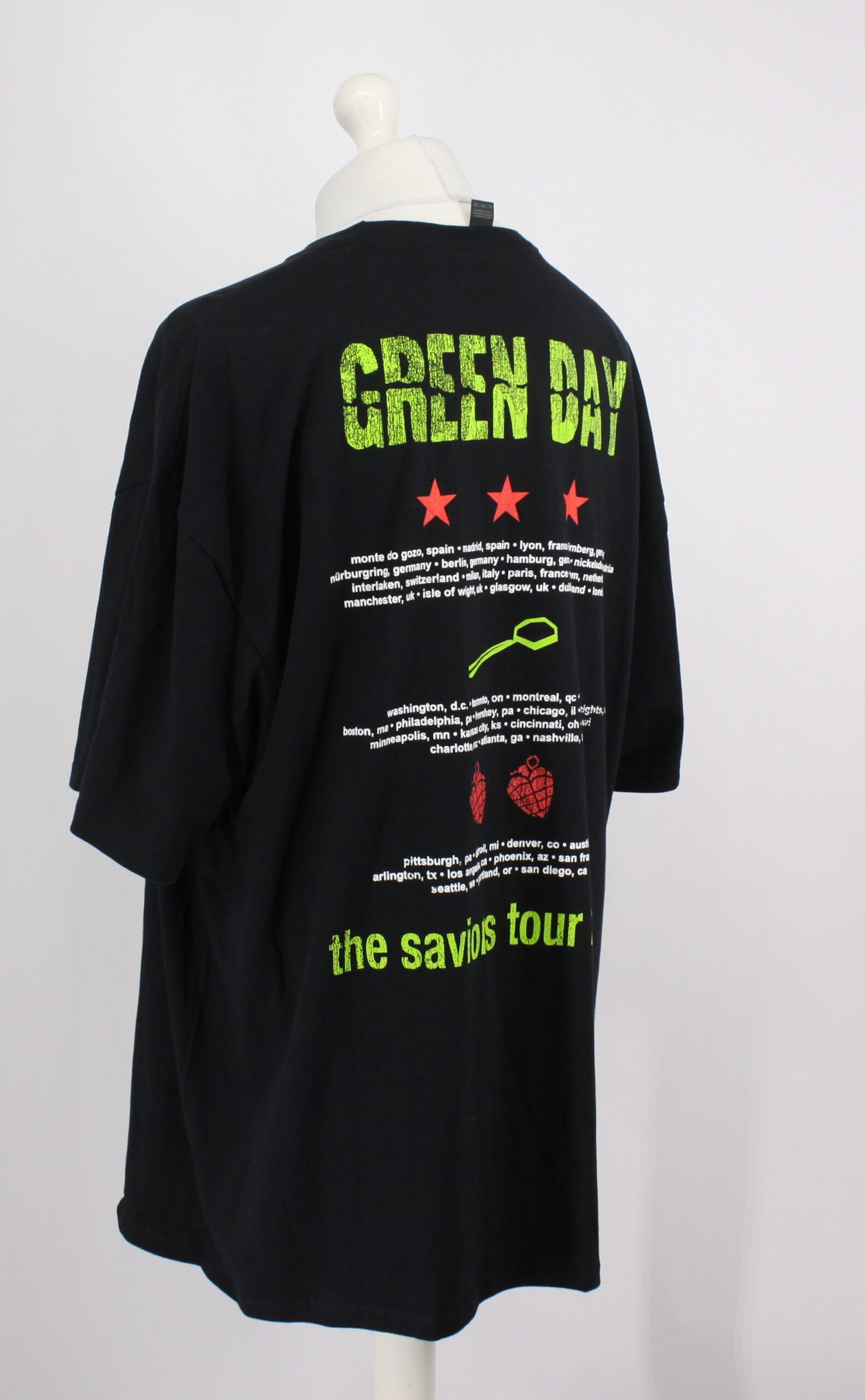 Green Day Heart Grenade Tour T-Shirt Black - Image 5