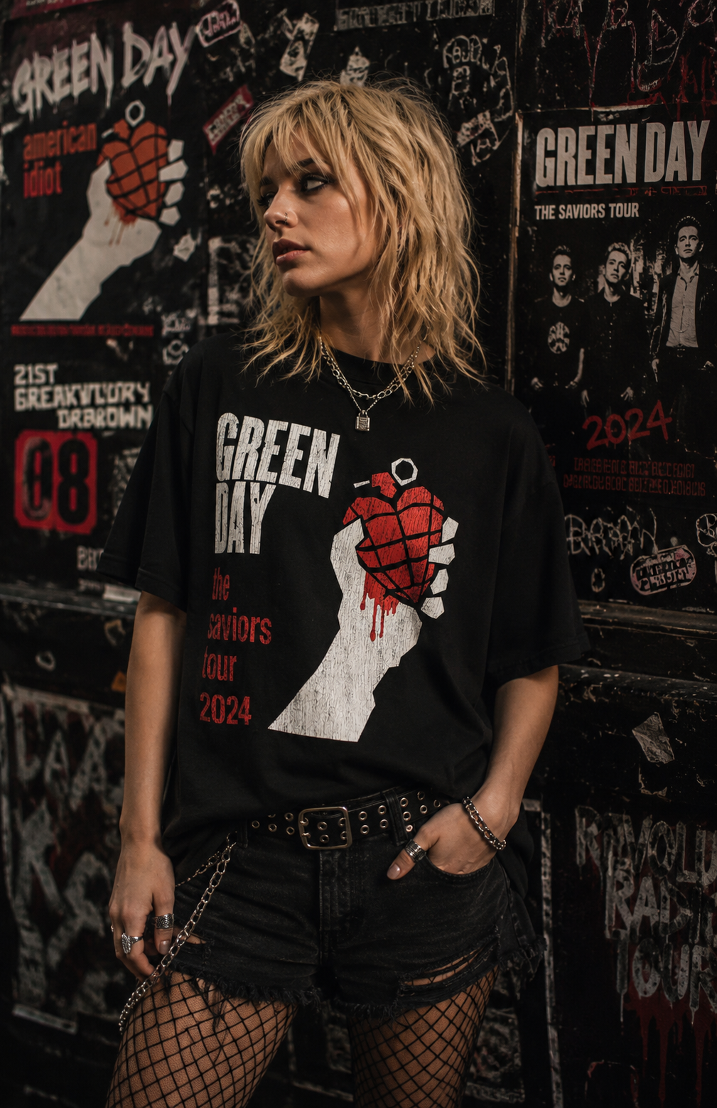 Green Day Heart Grenade Tour T-Shirt Black